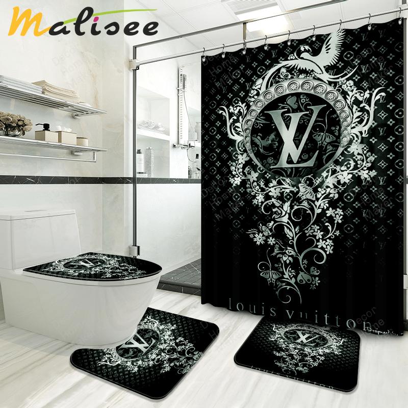 Louis vuitton bathroom set luxury shower curtain waterproof luxury brand hot 2023 45 Bathroom Accessory Sets
