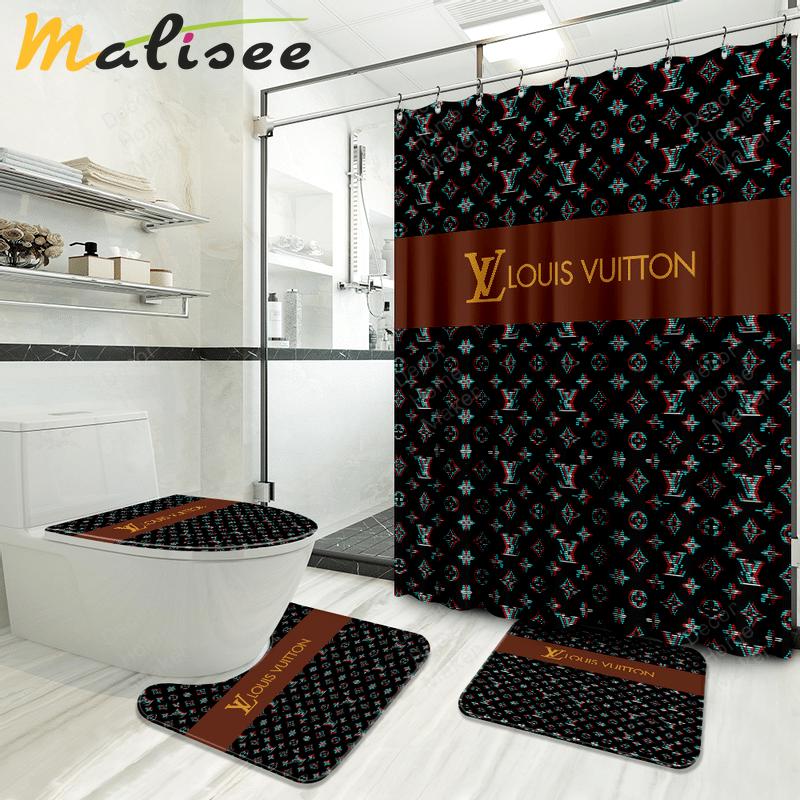 Louis vuitton bathroom set luxury shower curtain waterproof luxury brand hot 2023 57 Bathroom Accessory Sets