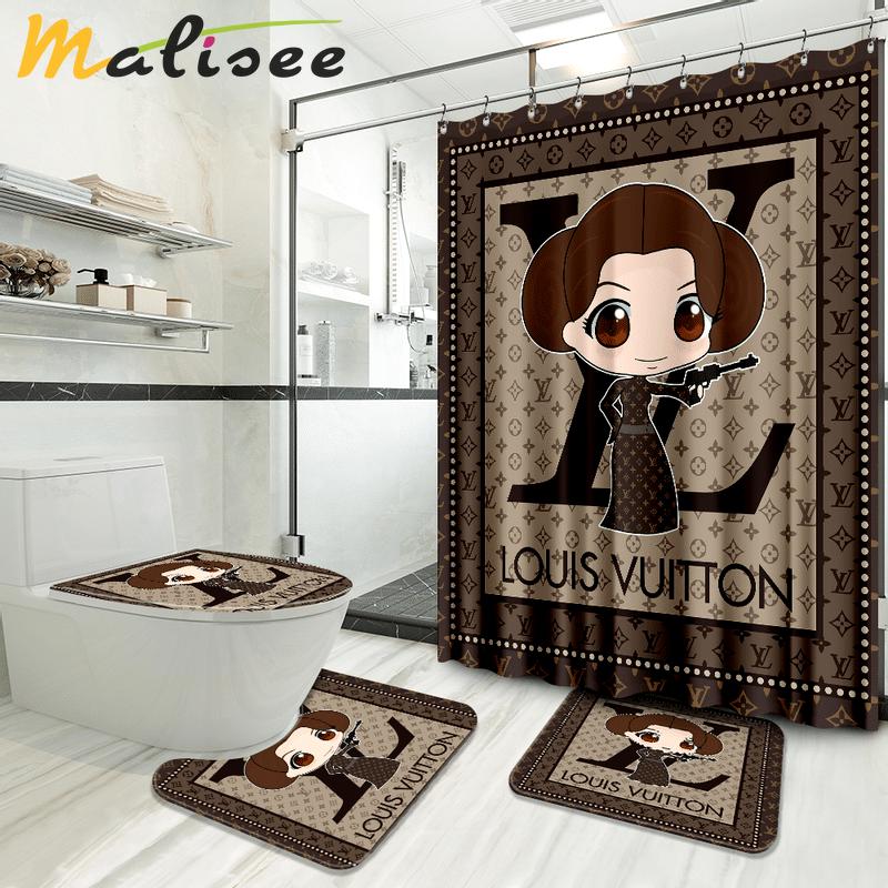 Louis vuitton bathroom set luxury shower curtain waterproof luxury brand hot 2023 69 Bathroom Accessory Sets