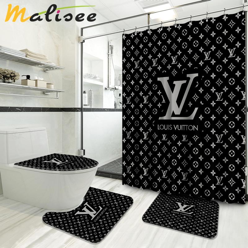 Louis vuitton bathroom set luxury shower curtain waterproof luxury brand hot 2023 74 Bathroom Accessory Sets