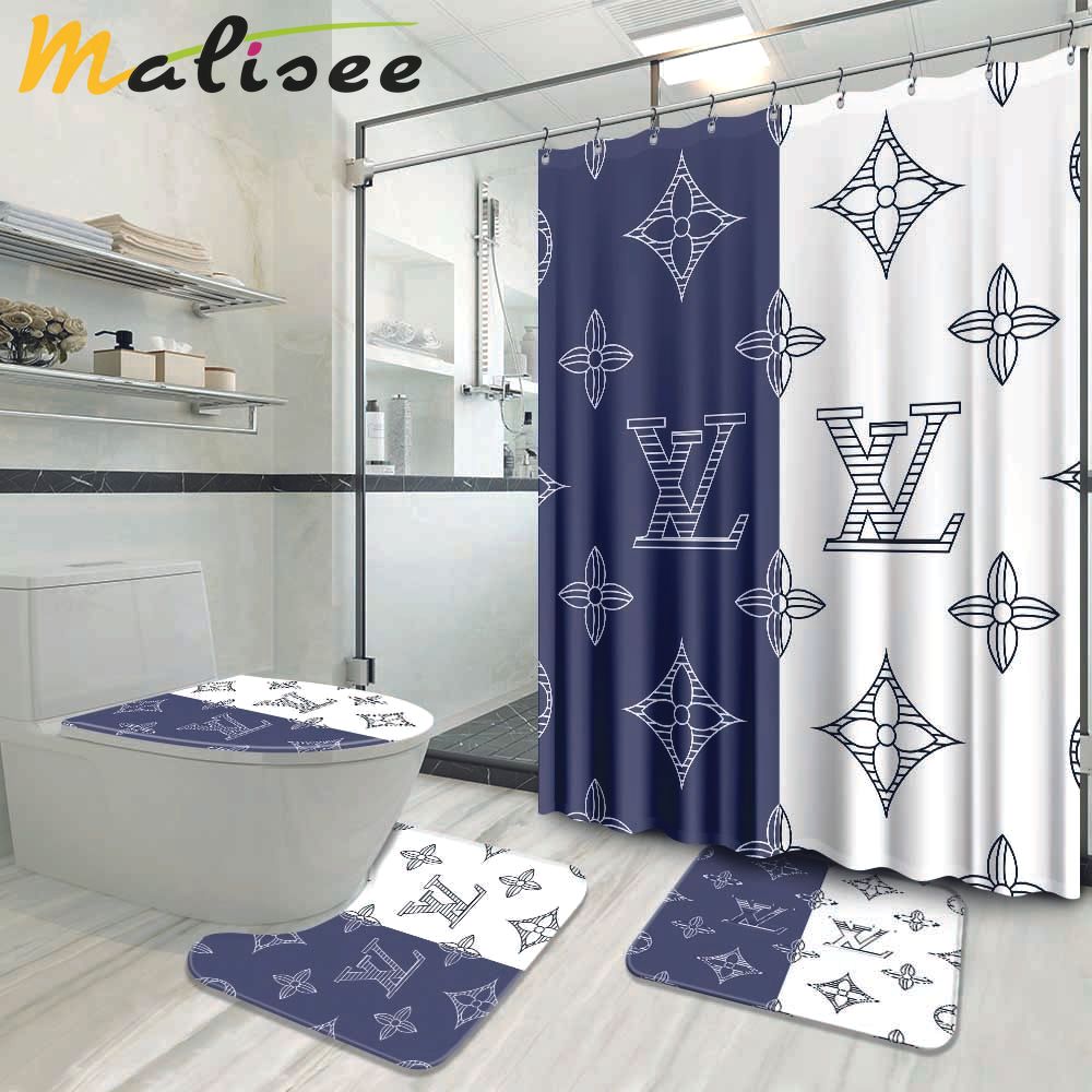 Louis vuitton bathroom set luxury shower curtain waterproof luxury brand hot 2023 85 Bathroom Accessory Sets