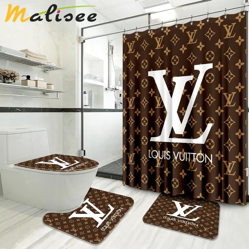 Louis vuitton bathroom set luxury shower curtain waterproof luxury brand with logo louis vuitton 16 278 Bathroom Set