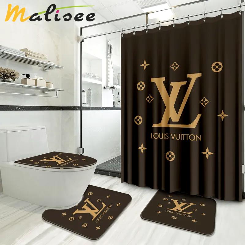 Louis vuitton bathroom set luxury shower curtain waterproof luxury brand with logo louis vuitton 271 Bathroom Set