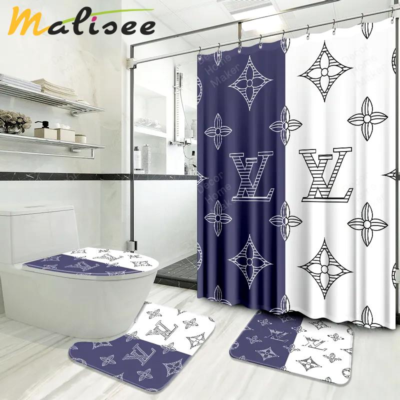 Louis vuitton bathroom set luxury shower curtain waterproof luxury brand with logo louis vuitton 31 294 Bathroom Set