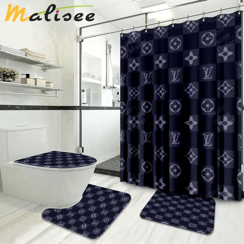 Louis vuitton bathroom set luxury shower curtain waterproof luxury brand with logo louis vuitton 41 304 Bathroom Set