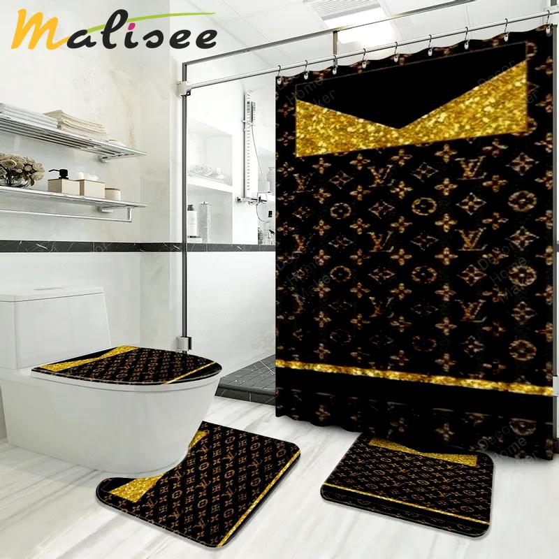 Louis vuitton bathroom set luxury shower curtain waterproof luxury brand with logo louis vuitton 56 316 Bathroom Set