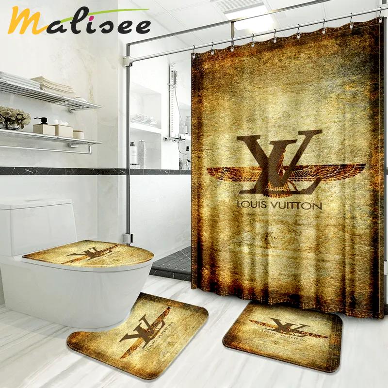 Louis vuitton bathroom set luxury shower curtain waterproof luxury brand with logo louis vuitton 62 323 Bathroom Set