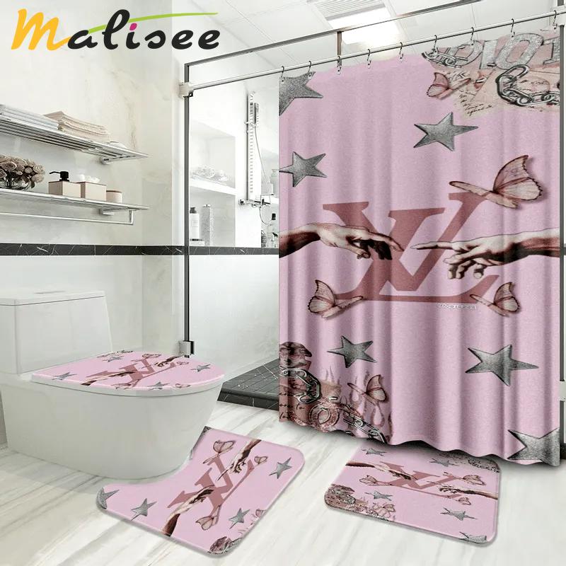 Louis vuitton bathroom set luxury shower curtain waterproof luxury brand with logo louis vuitton 76 334 Bathroom Set
