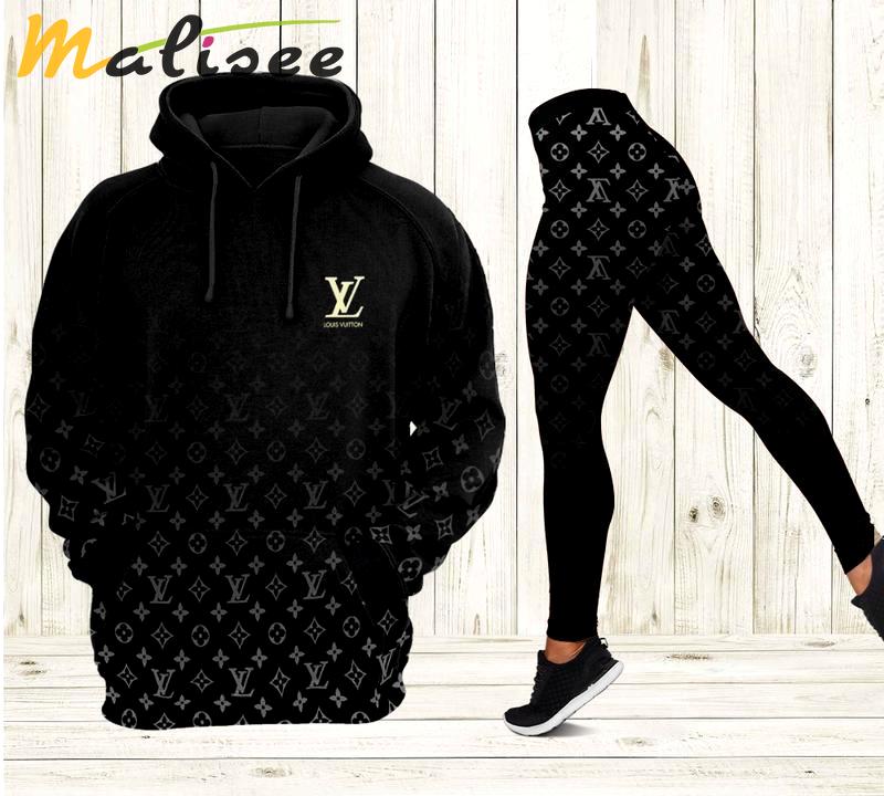 Louis vuitton black hoodie leggings luxury brand lv clothing clothes outfit for women 117 hcst 84 Hoodie Leggings Set