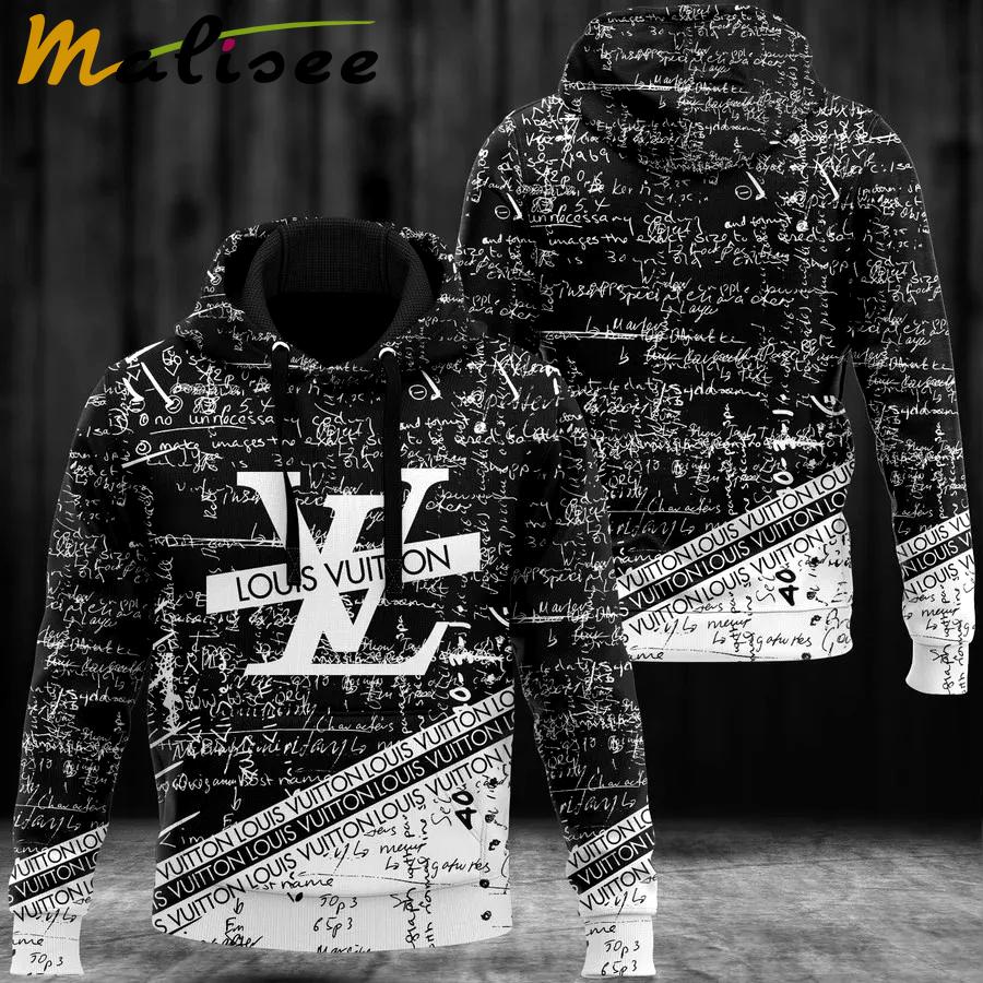 Louis vuitton black white hoodie lv luxury clothing clothes outfit for men Hoodie 3D