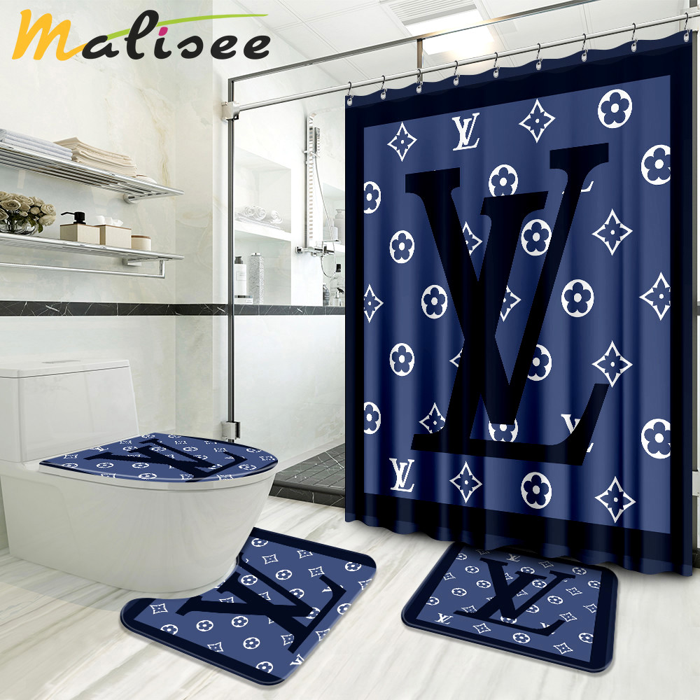 Louis vuitton blue bathroom sets luxury fashion brand home decor hypebeast bath mat Bathroom Set