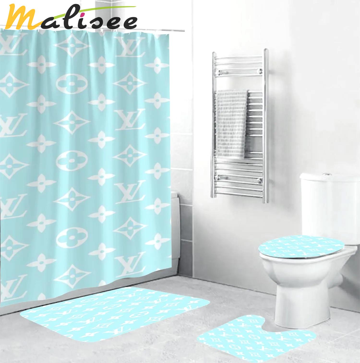 Louis vuitton blue jade monogram bathroom set with shower curtain 347 Bathroom Set