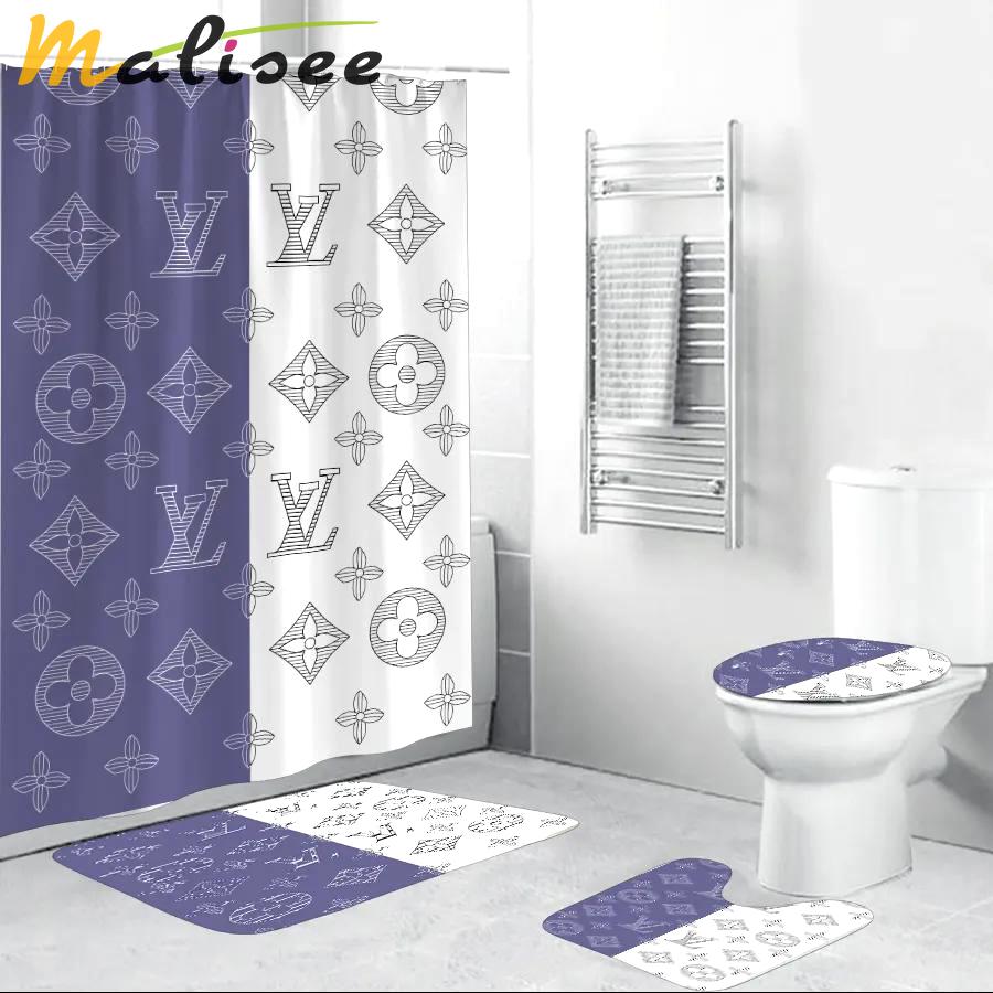 Louis vuitton blue white bathroom sets bath mat luxury fashion brand hypebeast home decor Bathroom Set
