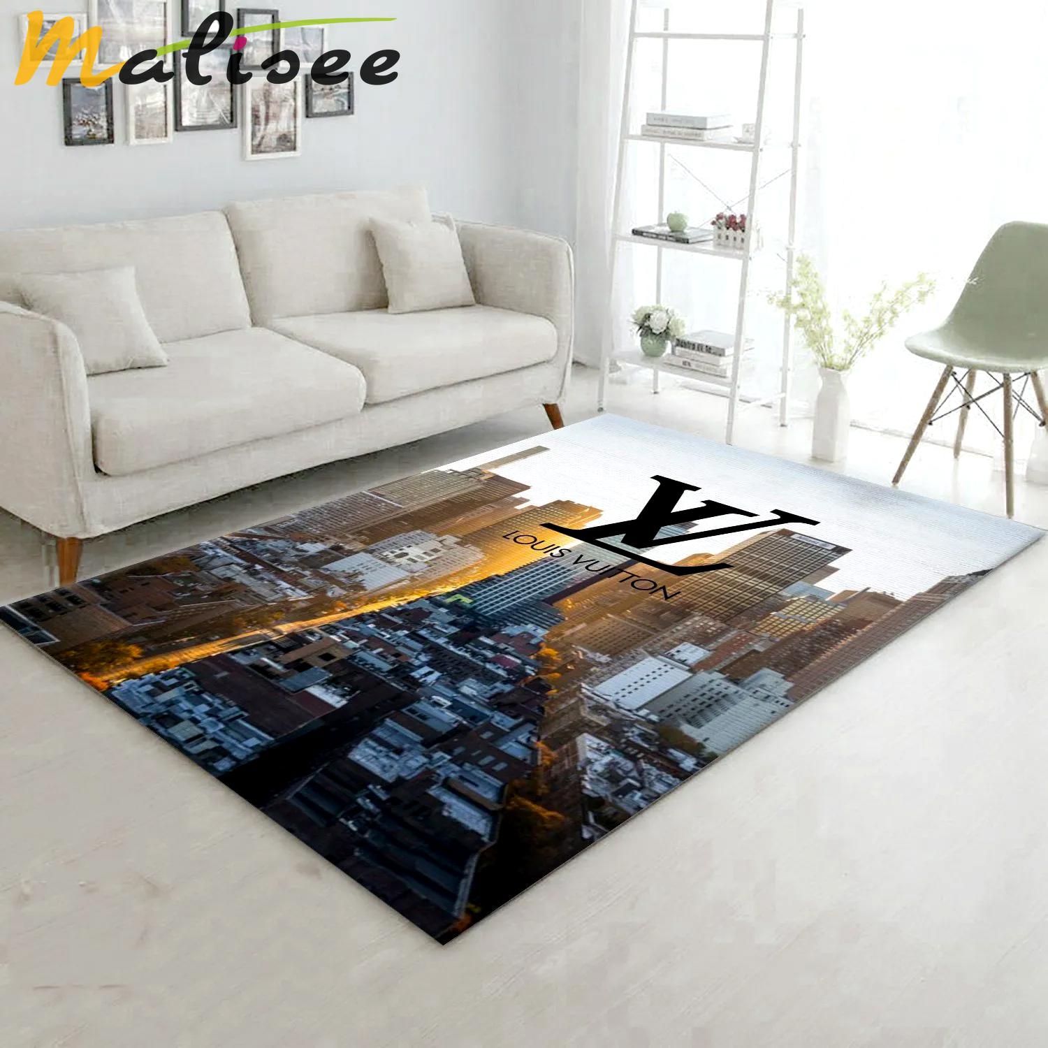 Louis vuitton cityscape logo type 92. Upgrade Your Living Room with Luxury Home Decor: Area Carpets, Floor Decor, Door Mats, and Hot Gift Items with style a High-End Fashion Brand Rectangle Rug