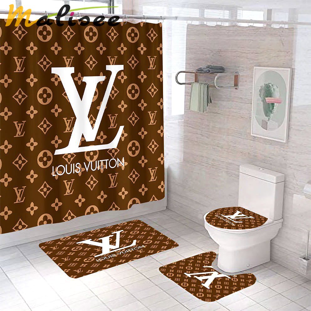 Louis vuitton light brown bathroom set luxury fashion brand bath mat hypebeast home decor Bathroom Set