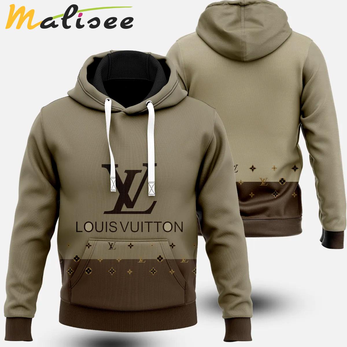 Louis vuitton light grey luxury unisex hoodie luxury brand outfit for men women Hoodie 3D