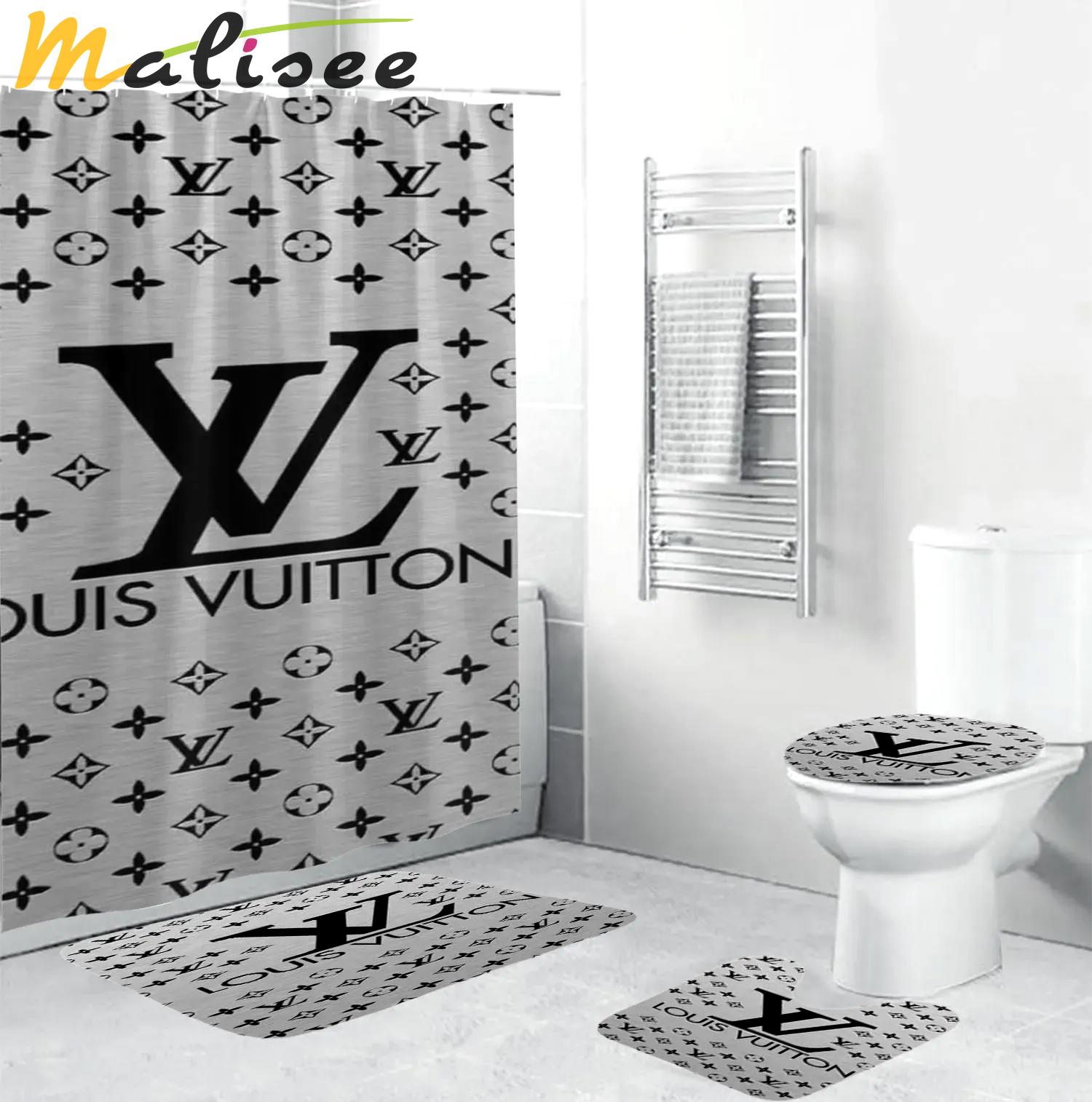 Louis vuitton logo type 1562 Bathroom Accessory Sets Home Decor Bath Mat Set Luxury Fashion Brand Hypebeast Bathroom Pedestal Rug Waterproof Shower Curtain Bathroom Sets Toilet Cover