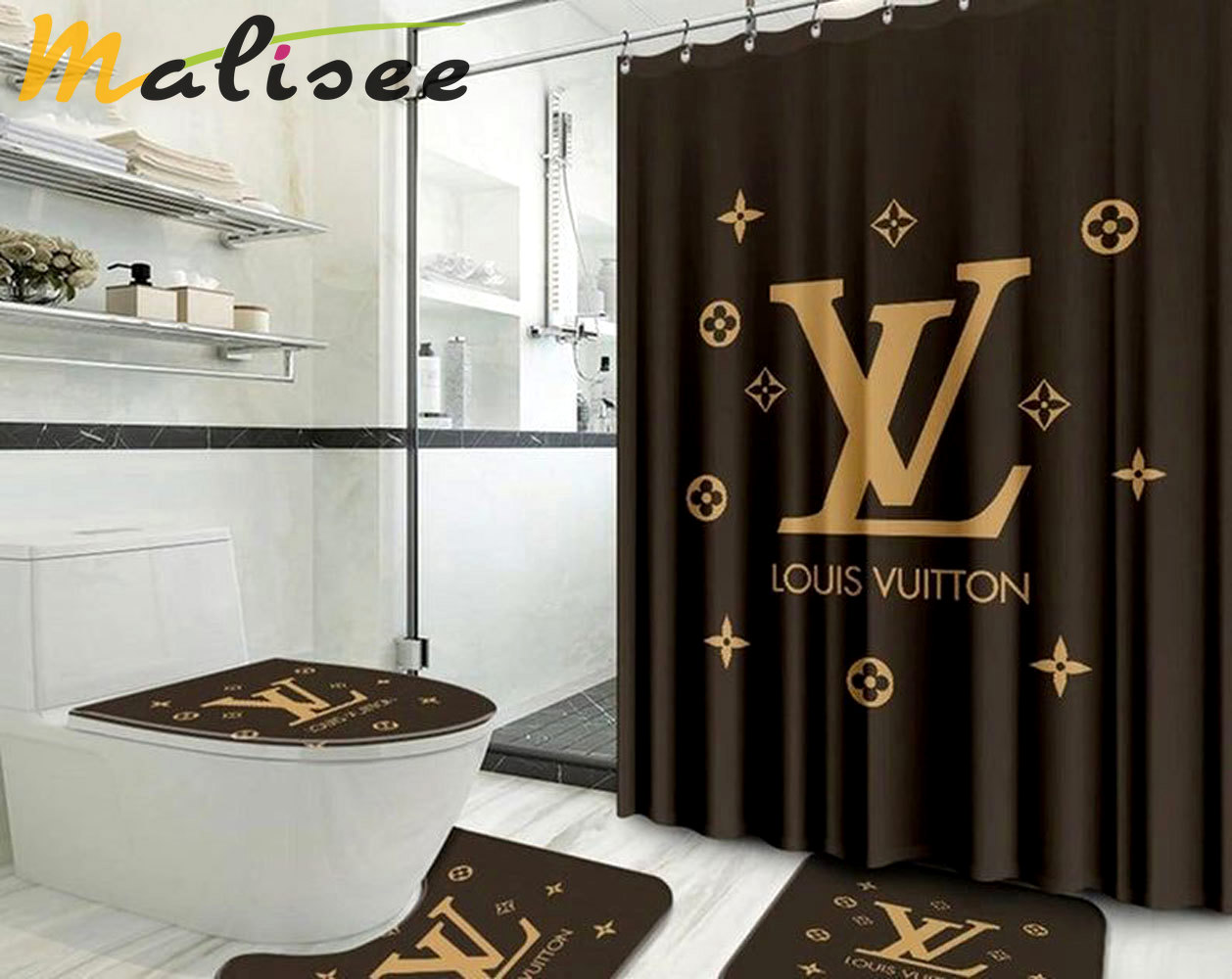 Louis vuitton lv brown bathroom sets luxury fashion brand home decor hypebeast bath mat Bathroom Set