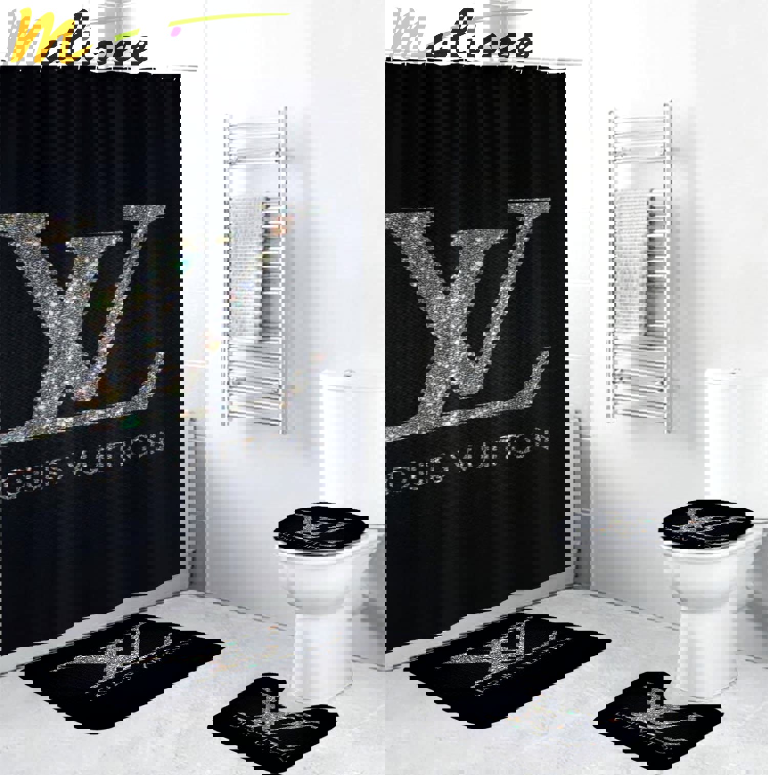 Louis vuitton lv glitter home decor bathroom sets hypebeast bath mat luxury fashion brand Bathroom Set