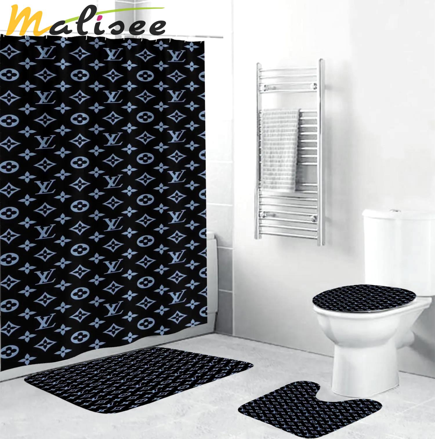 Louis vuitton lv louis vuitton blue monogram bathroom set hypebeast home decor luxury fashion brand bath mat Bathroom Set