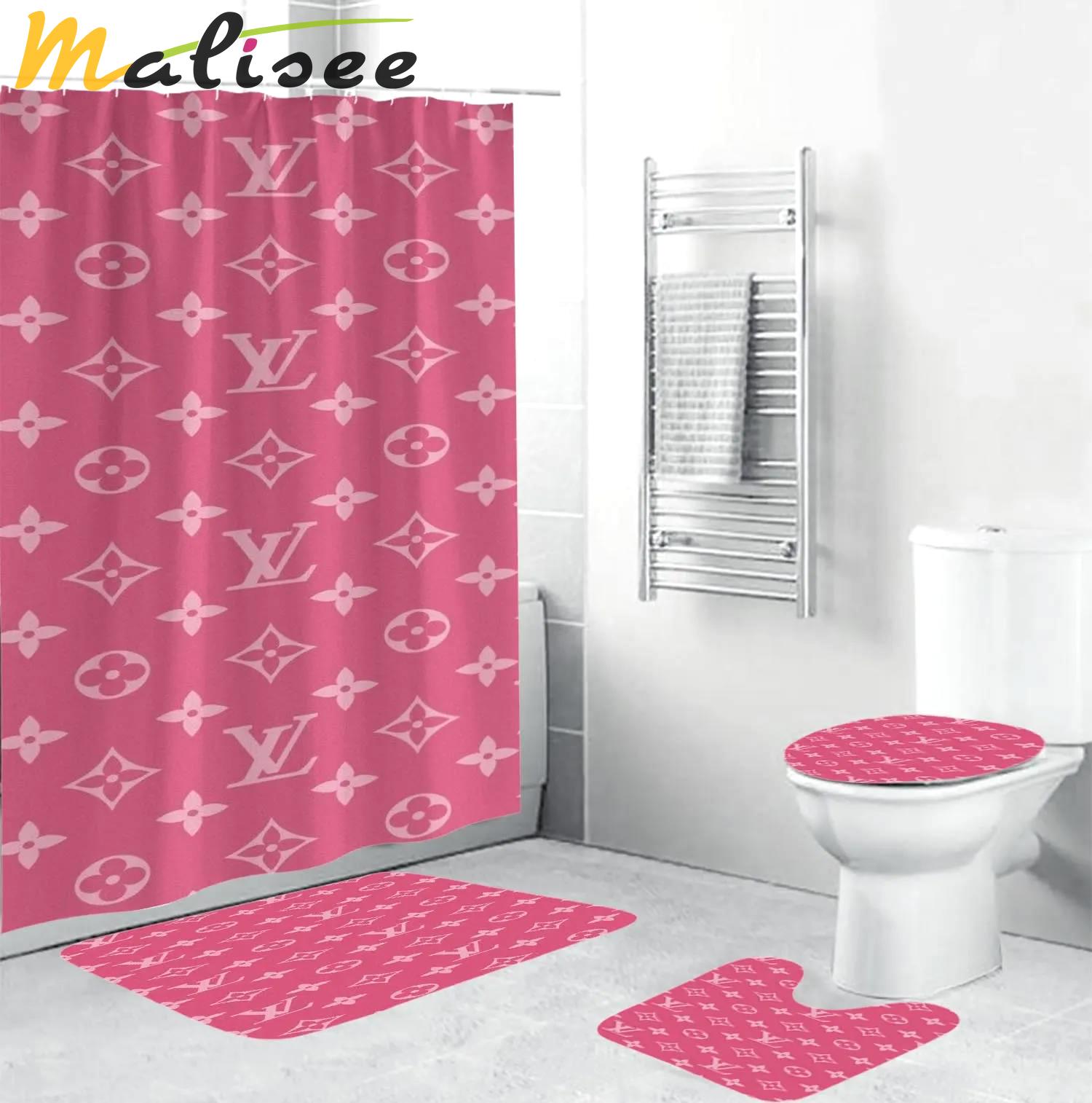 Louis vuitton lv louis vuitton monogram in sand pink bathroom set hypebeast luxury fashion brand bath mat home decor Bathroom Set