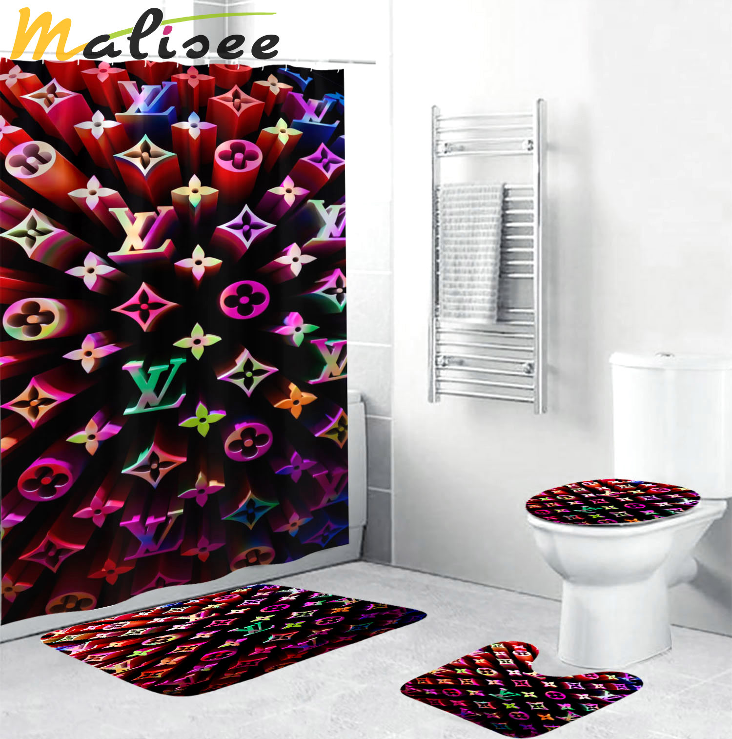 Louis vuitton lv multicolor bath mat luxury fashion brand hypebeast bathroom sets home decor Bathroom Set