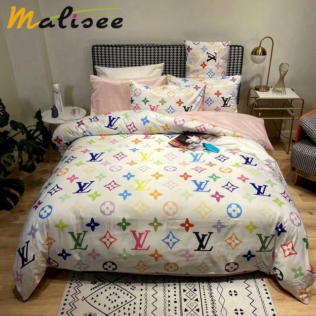 Louis vuitton rainbow luxury brand           Bedding Sets duvet bed linen covers sheets bedclothes bedspread blankets home decor bedroom idea