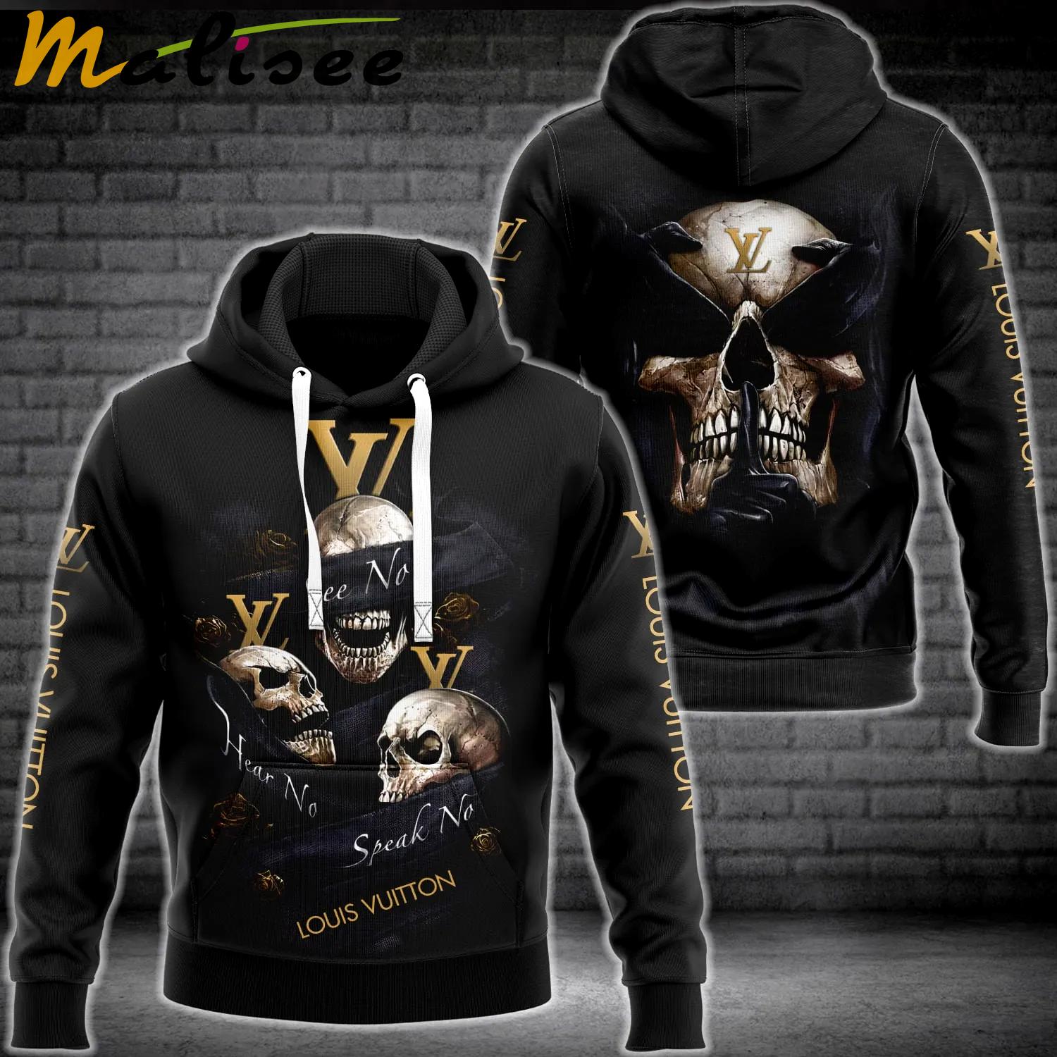 Louis vuitton skull hoodie lv luxury clothing clothes outfit for men Hoodie 3D