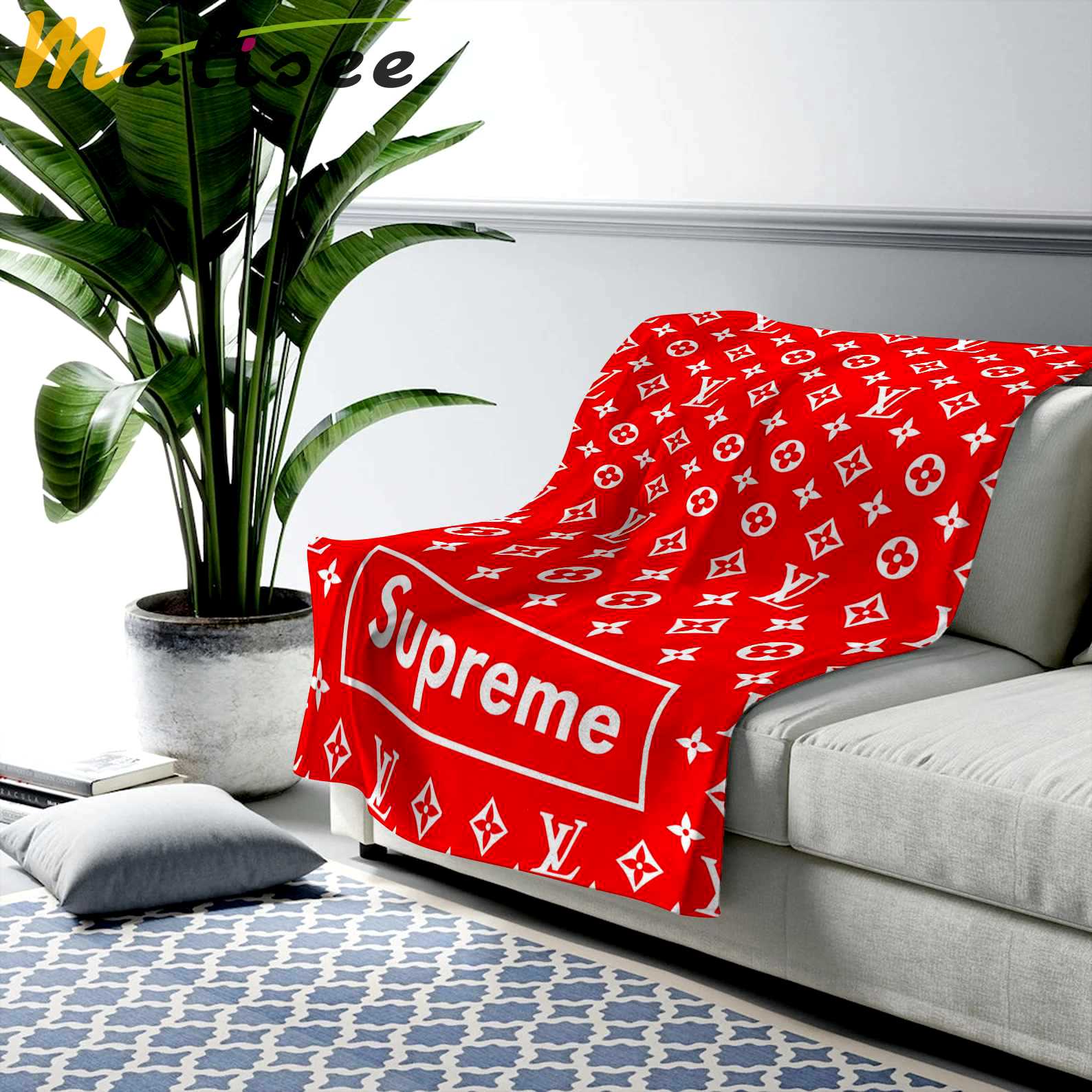 Louis vuitton supreme fashion luxury brand premium blanket fleece home decor 138 Blanket Fleece