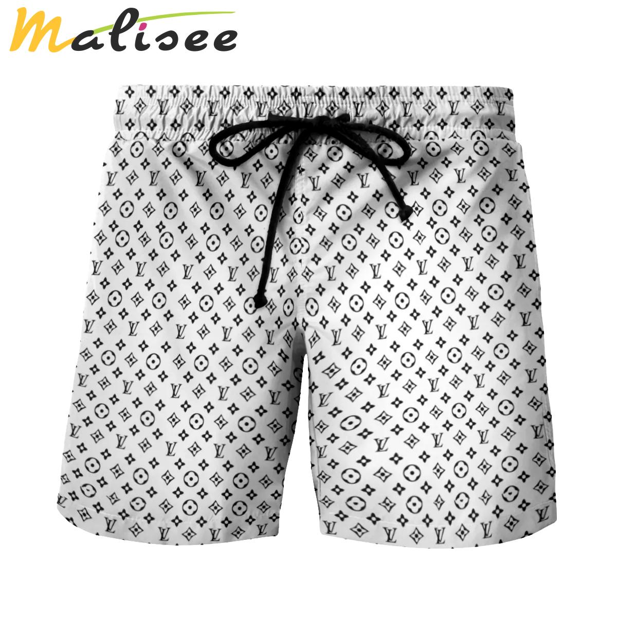 Louis vuitton white black logo pattern beach shorts swim trunks luxury summer outfit trending 2023 28 Shorts For Ment