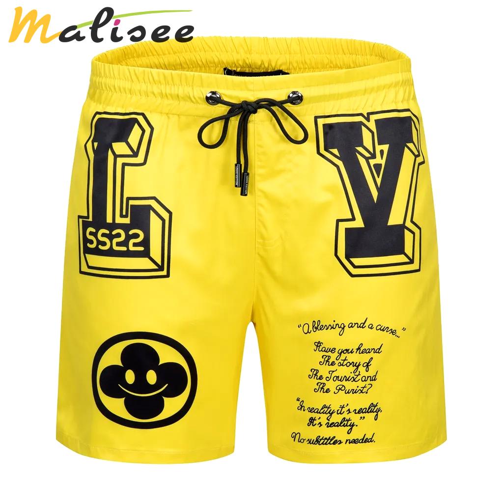 Louis vuitton yellow luxury brand all over print shorts pants for men 143 Shorts For Ment