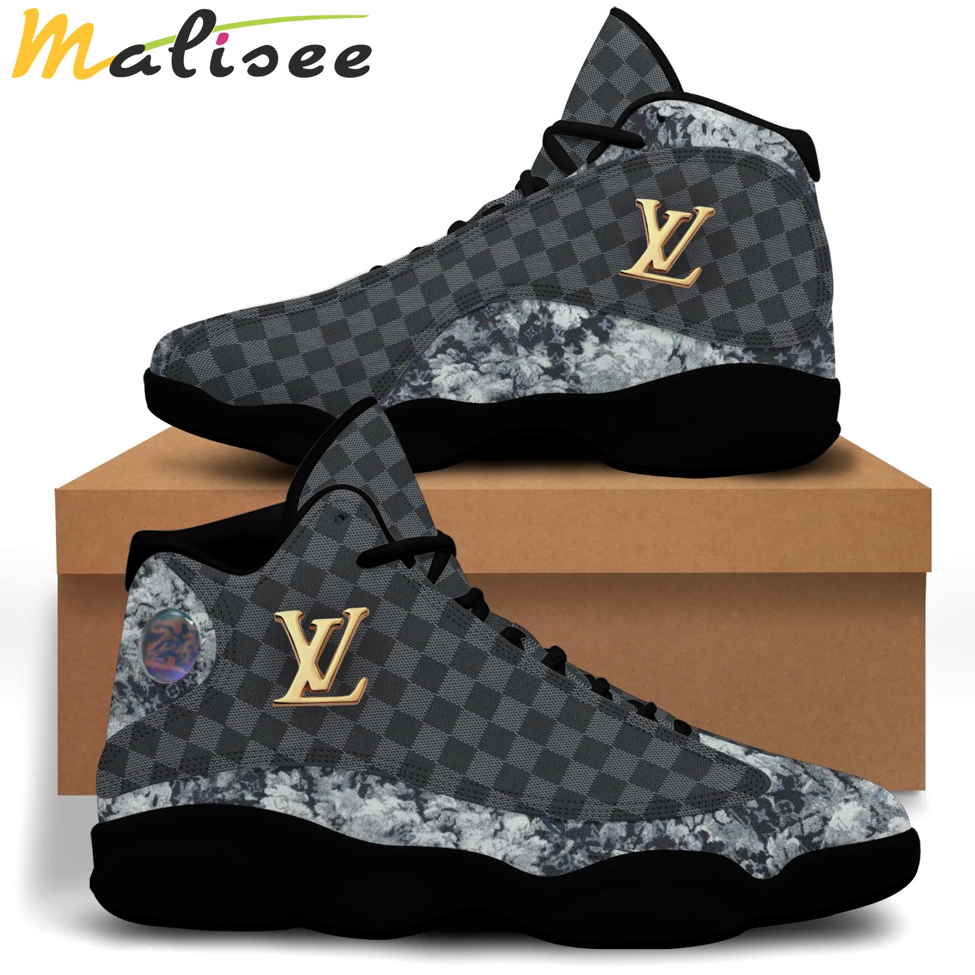Lv louis vuitton luxury with gray lv louis vuitton logo Air Jordan 13 Gifts For Men Women Sneakers Shoes Full Size For Fans