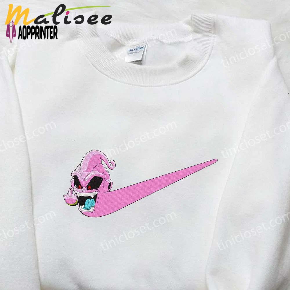 Majin boo x nike swoosh anime hoodie & dragon ball embroidered shirt nike-inspired apparel Embroidered Shirt