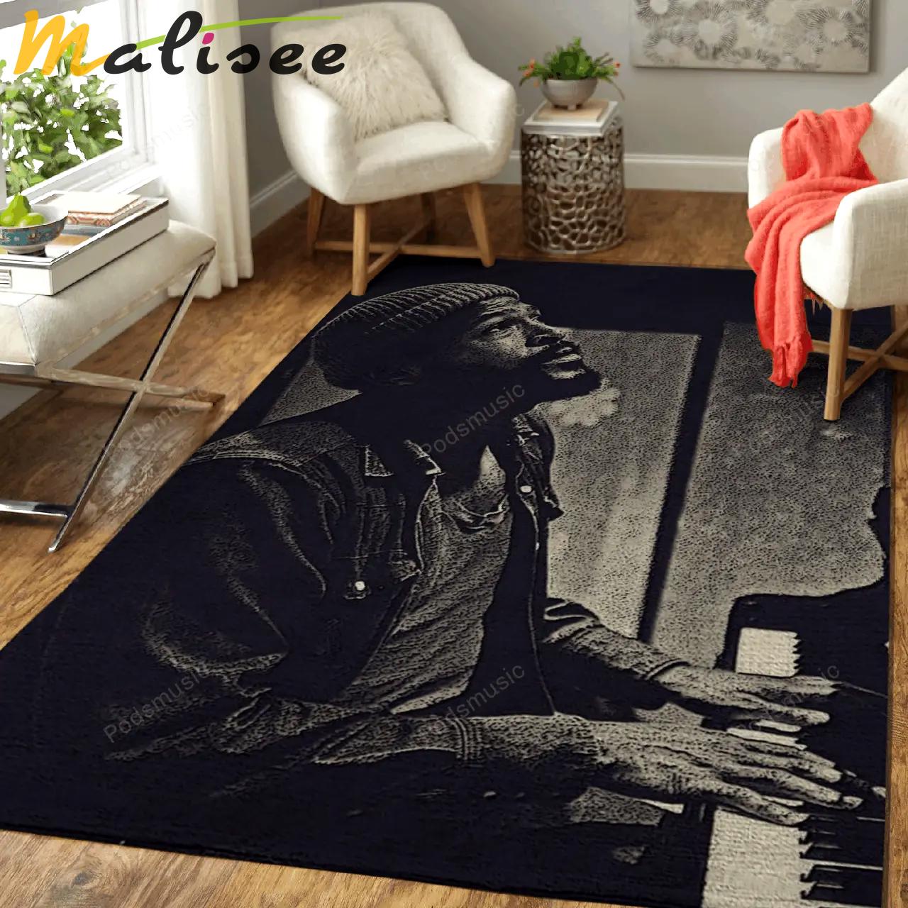 Marvin gaye and piano music artist art for fans area rug living room carpet rug regtangle carpet floor decor home decor Rectangle Rug