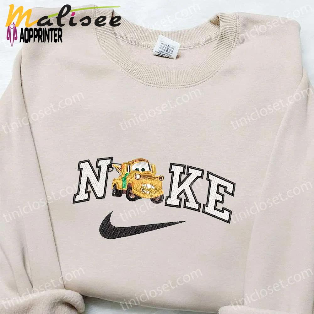 Mater car x nike disney embroidered sweatshirt & characters t-shirt: best family gift ideas Embroidered Shirt