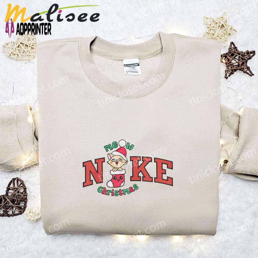 Mew xmas x nike embroidered sweatshirt: festive merry christmas shirt for the best gift ideas Embroidered Shirt