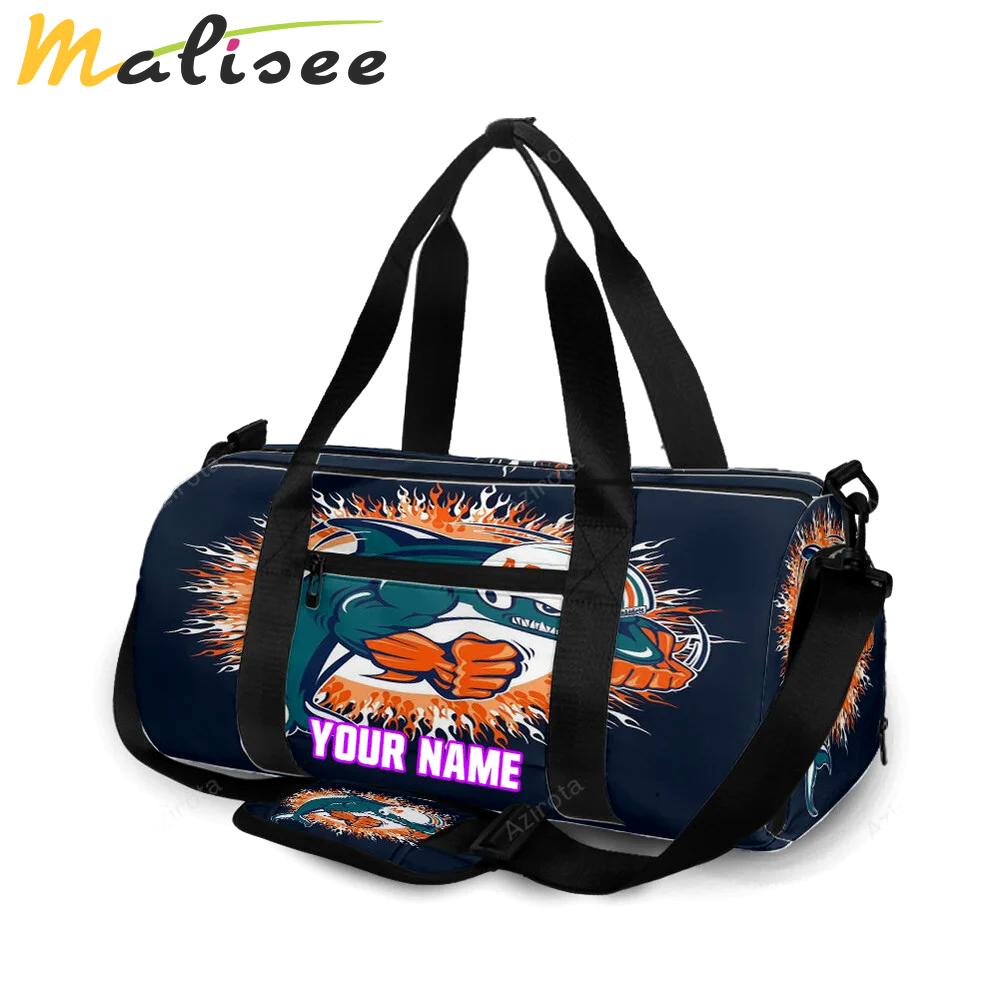 Miami dolphins art 4 personalized name travel bag gym bag 1227 Travel Bag