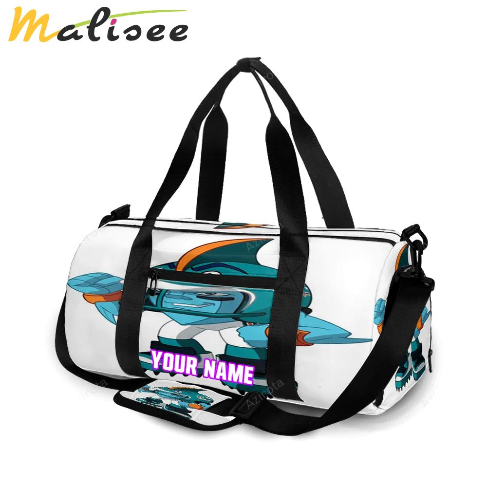 Miami dolphins art illustration personalized name travel bag gym bag 250 Travel Bag