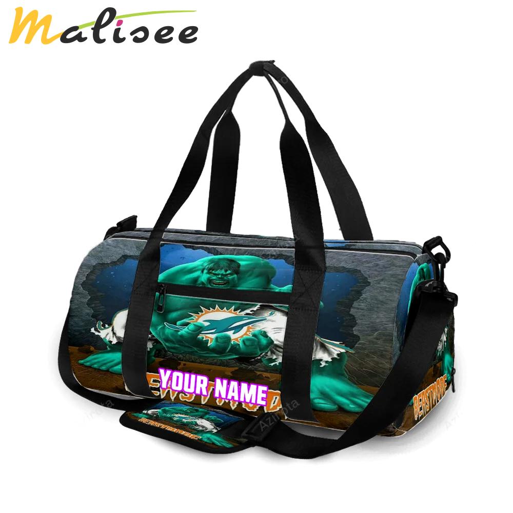 Miami dolphins best mode personalized name travel bag gym bag 808 Travel Bag