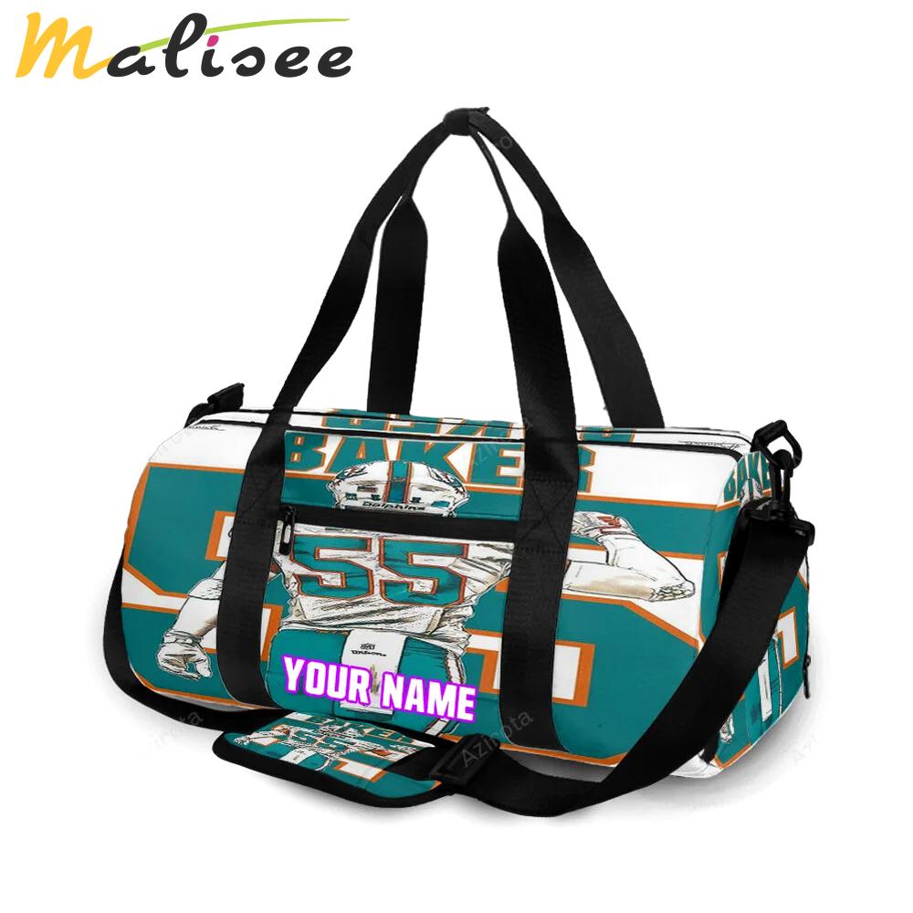 Miami dolphins jerome baker1 personalized name travel bag gym bag 1966 Travel Bag