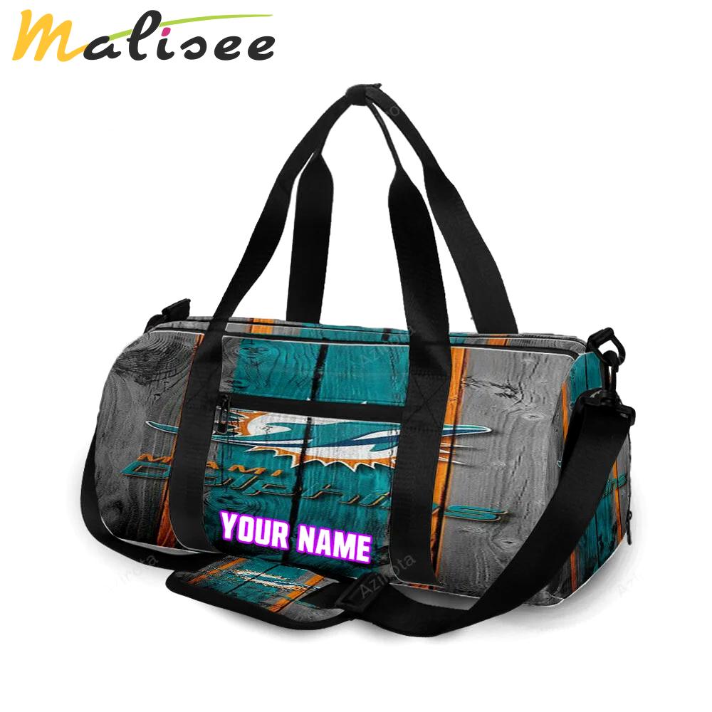 Miami dolphins logo 3 personalized name travel bag gym bag 647 Travel Bag
