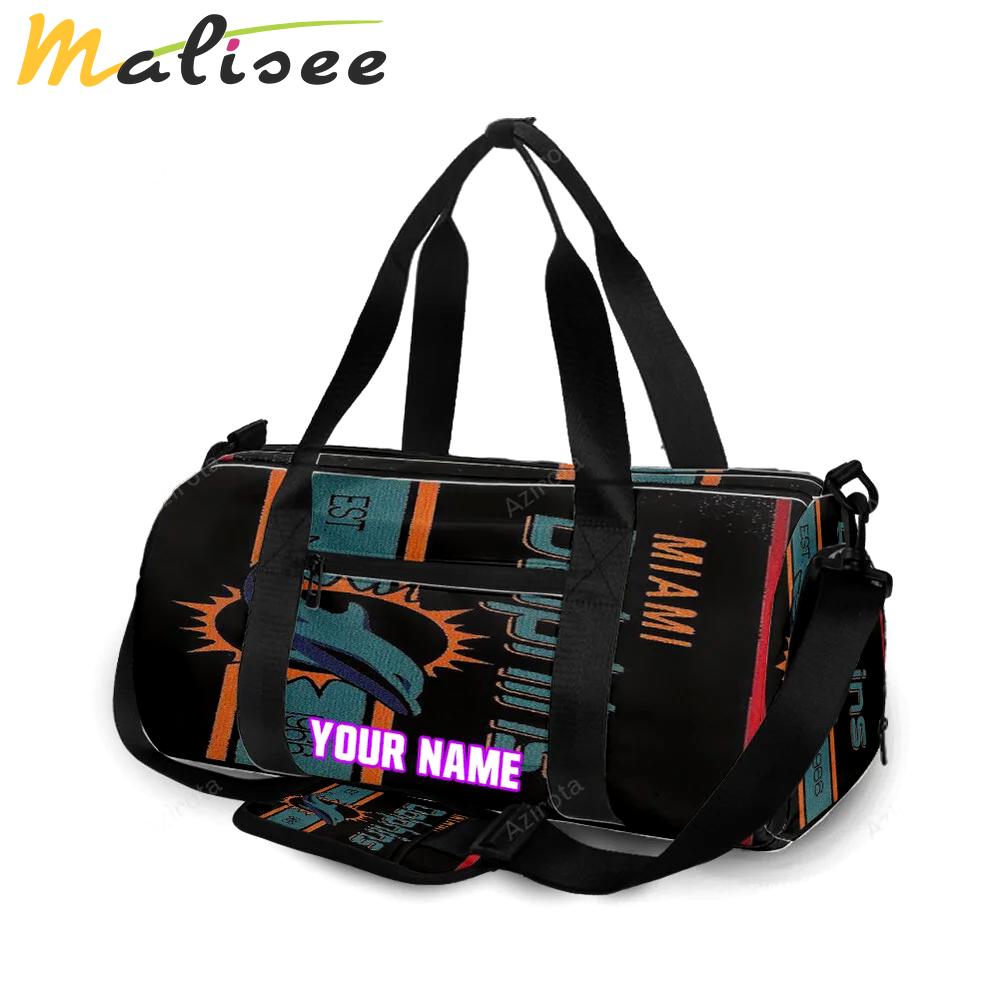Miami dolphins logo art 6 personalized name travel bag gym bag 315 Travel Bag