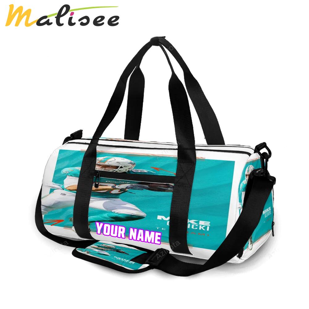 Miami dolphins mike gesicki1 personalized name travel bag gym bag 1372 Travel Bag