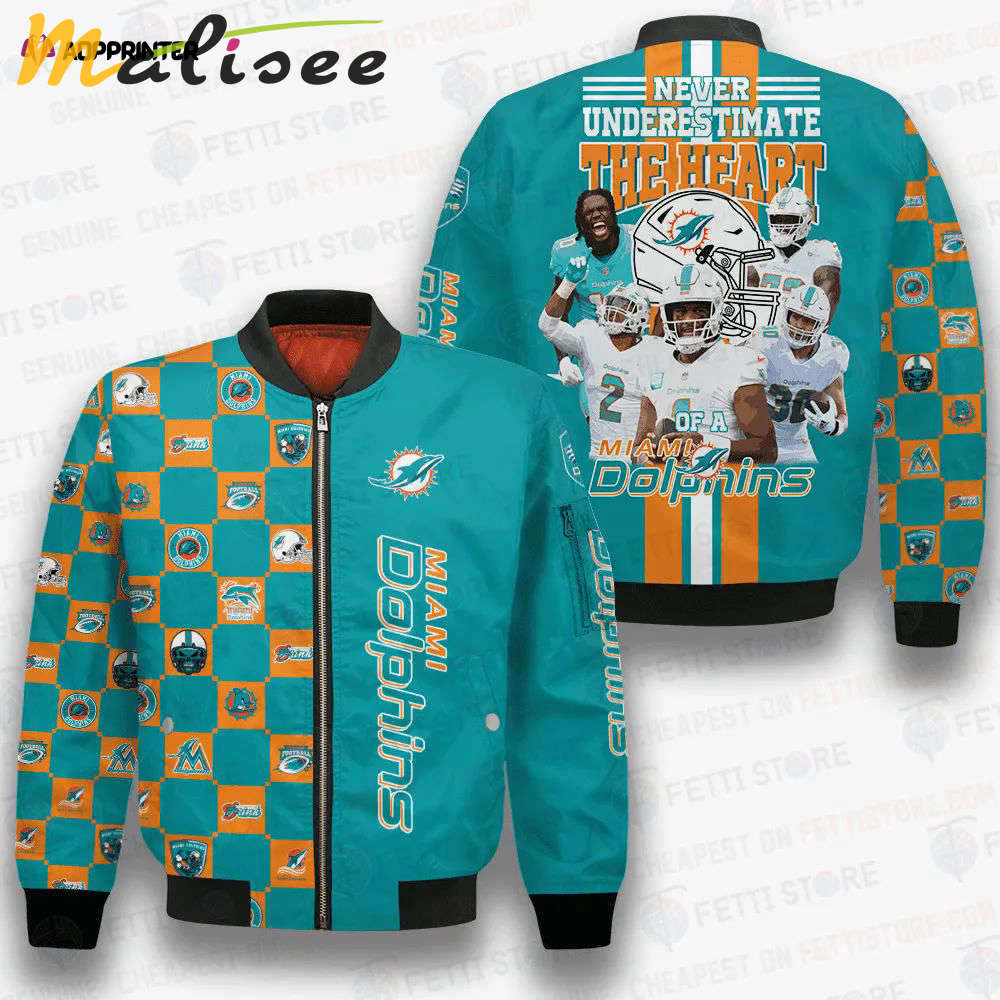 Miami dolphins nfl 2023 unisex aop bomber jacket Bomber Jacket