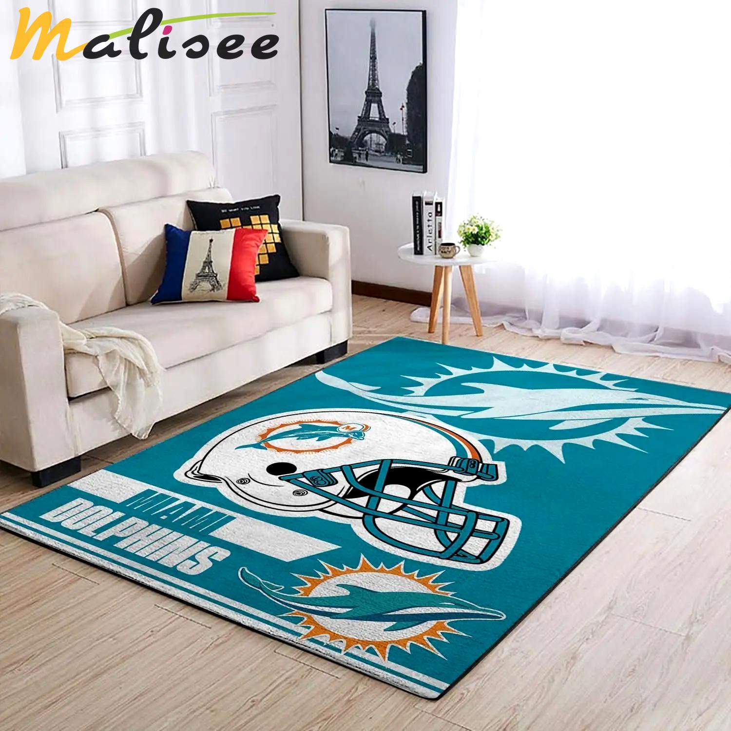 Miami dolphins nfl helmet rectangle living room carpet rug regtangle carpet Rectangle Rug