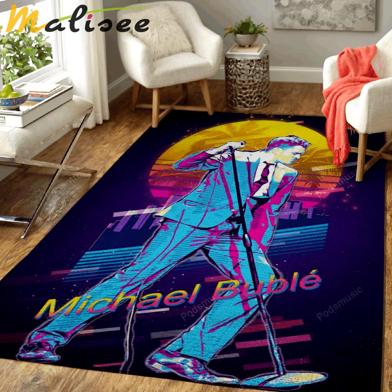 Michael buble artwork music synthwave 80s art for fans area rug living room carpet rug regtangle carpet floor decor home decor Rectangle Rug