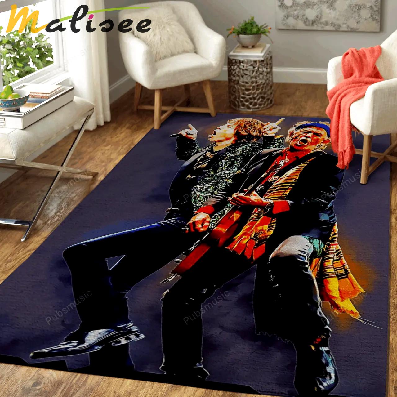 Mick jagger keith richards music art for fans area rug living room carpet rug regtangle carpet floor decor home decor Rectangle Rug