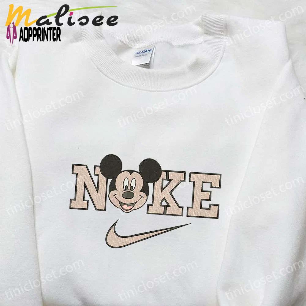 Mickey mouse x nike cartoon embroidered hoodie & shirt: best birthday gift ideas Embroidered Shirt