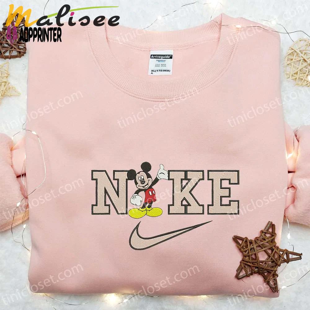Mickey mouse x nike cartoon embroidered sweatshirt – best birthday gifts for family Embroidered Shirt