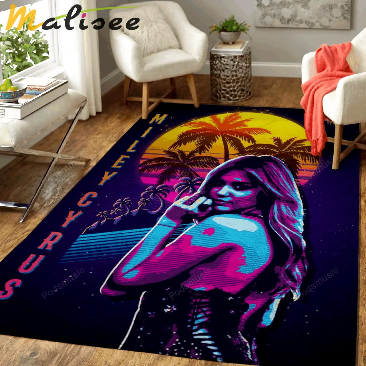 Miley cyrus music worldwide art for fans area rug living room carpet rug regtangle carpet floor decor home decor Rectangle Rug